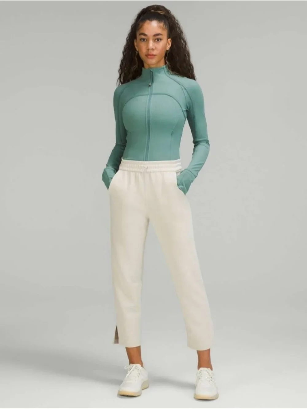 Lululemon Brushed Softstreme Split-Hem High-Rise CropNatural Ivory * Flaw